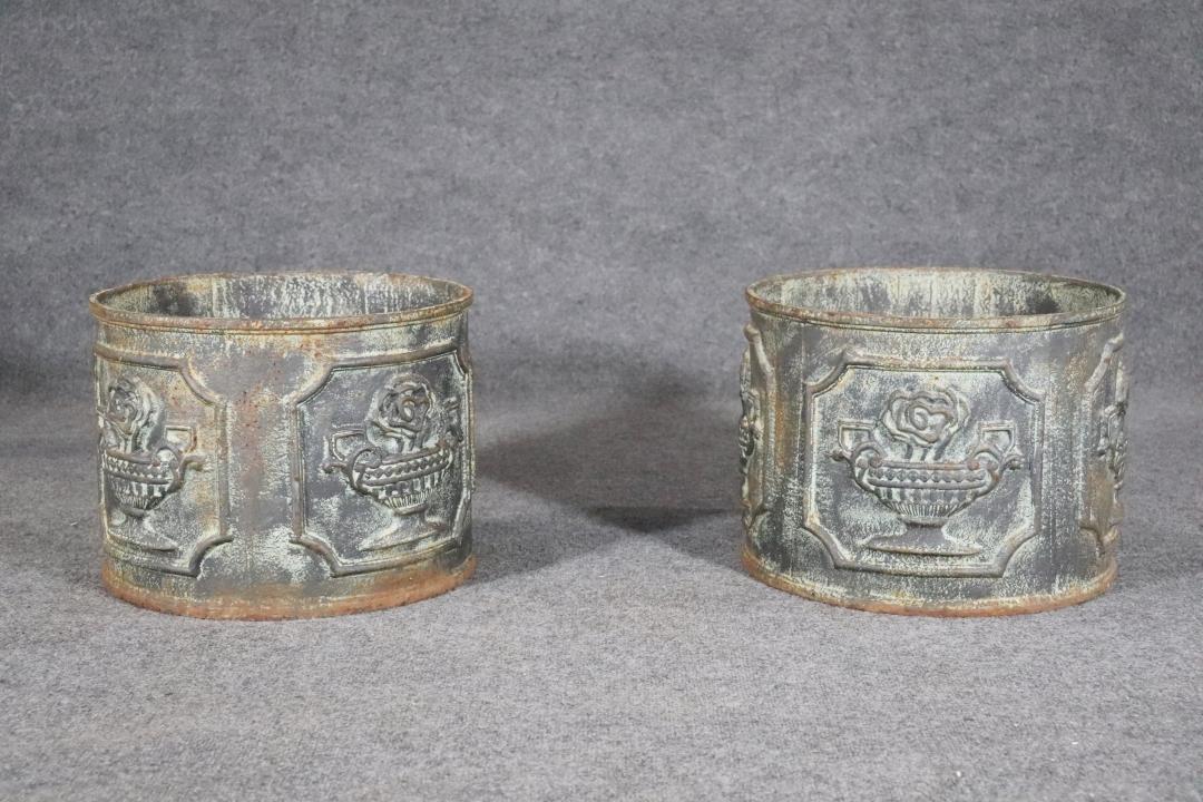 PAIR CAST IRON PLANTERS (1 of 5)