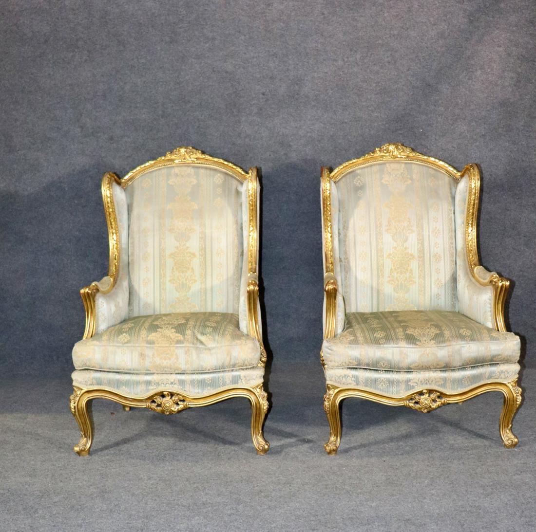 PAIR LOUIS XV STYLE GOLD LEAF BERGERES (1 of 10)
