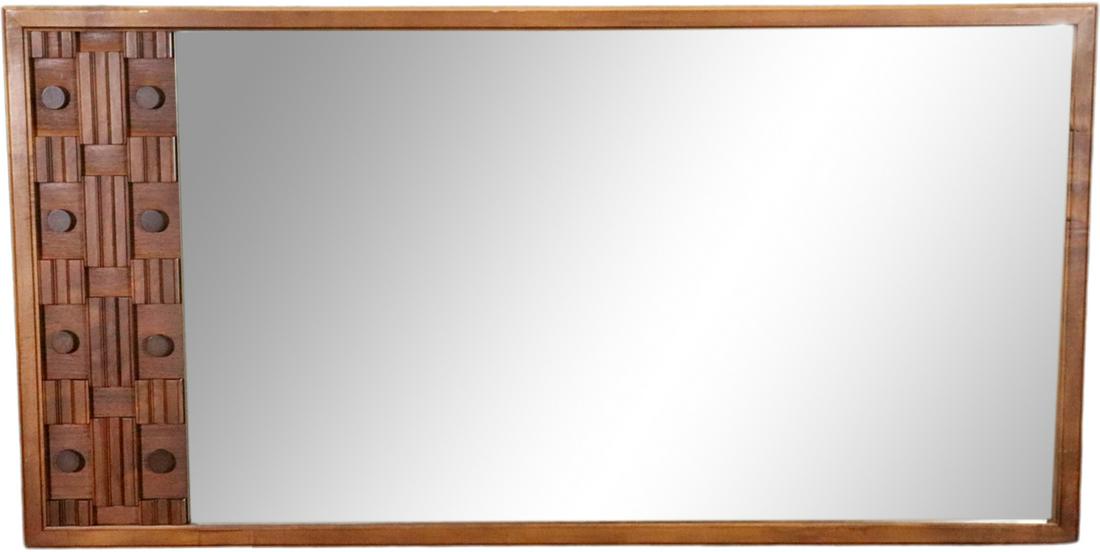 MID CENTURY MODERN WALNUT BRUTALIST MIRROR (1 of 7)