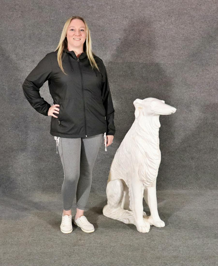 LIFE SIZE VINTAGE RUSSIAN WOLFHOUND BORZOI SIGNED CERAMIC (1 of 11)