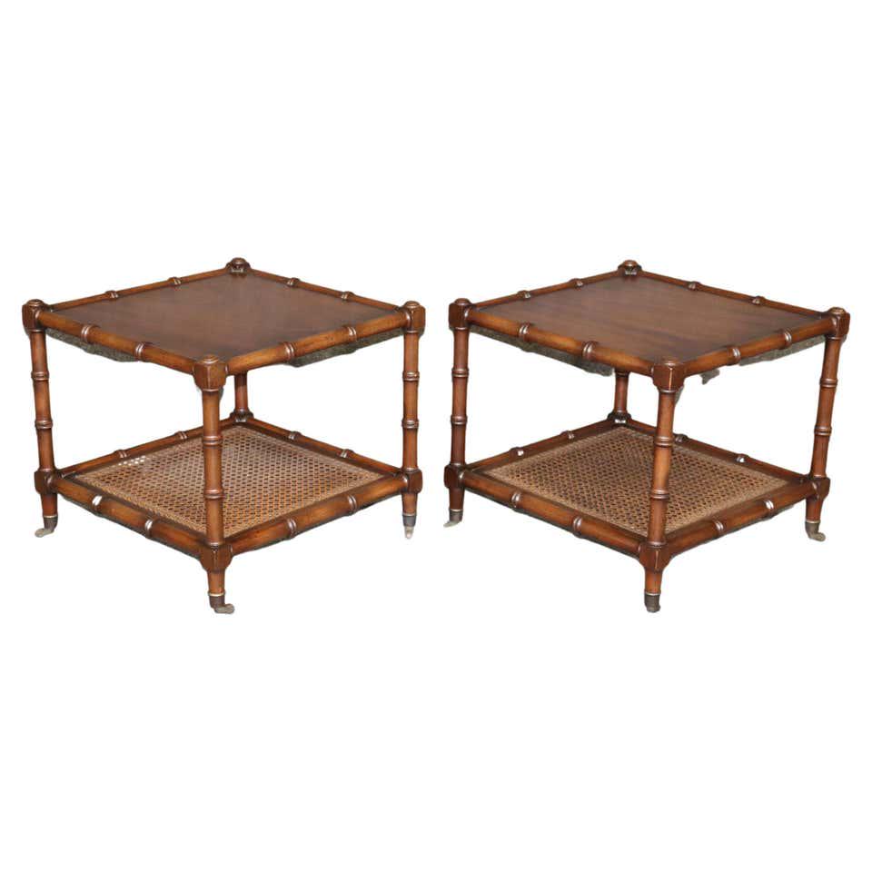 PAIR FRENCH FAUX BAMBOO SIDE TABLES (1 of 10)