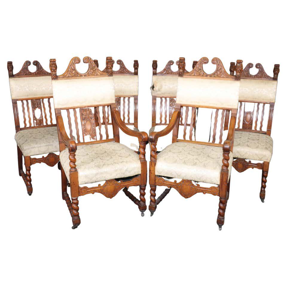 6 RJ HORNER ATTRIBUTED CARVED GRIFFIN DINING CHAIRS (1 of 18)