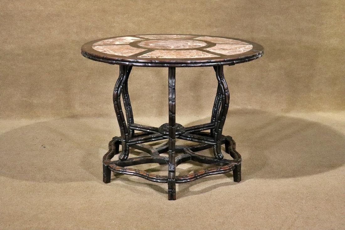 HARDWOOD MARBLE TOP ASIAN CENTER TABLE (1 of 12)