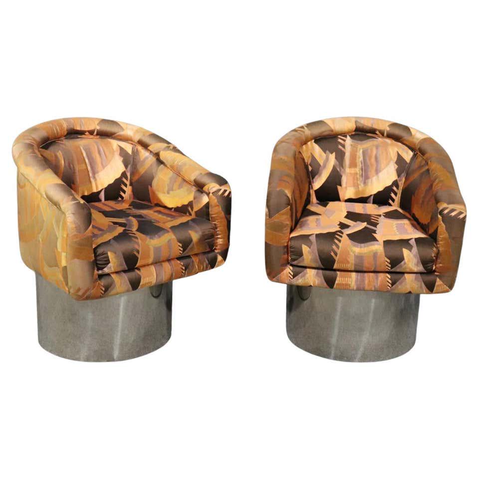 PAIR ATTRIBUTED BAUGHMAN SWIVEL LOUNGE CHAIRS (1 of 10)