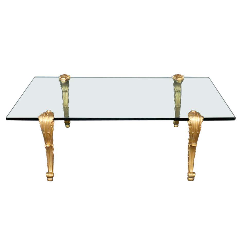 P.E. GUERIN CAST BRONZE GLASS TOP COFFEE TABLE (1 of 7)