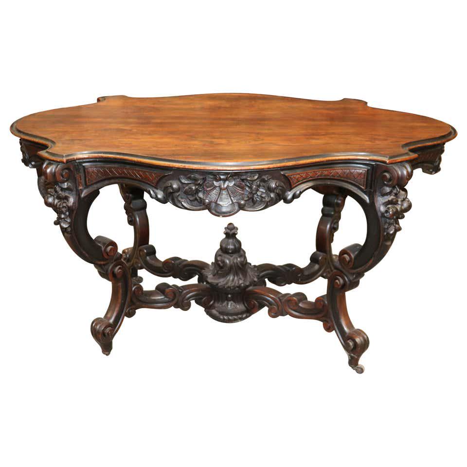 VICTORIAN CARVED ROSEWOOD CENTER TABLE (1 of 11)