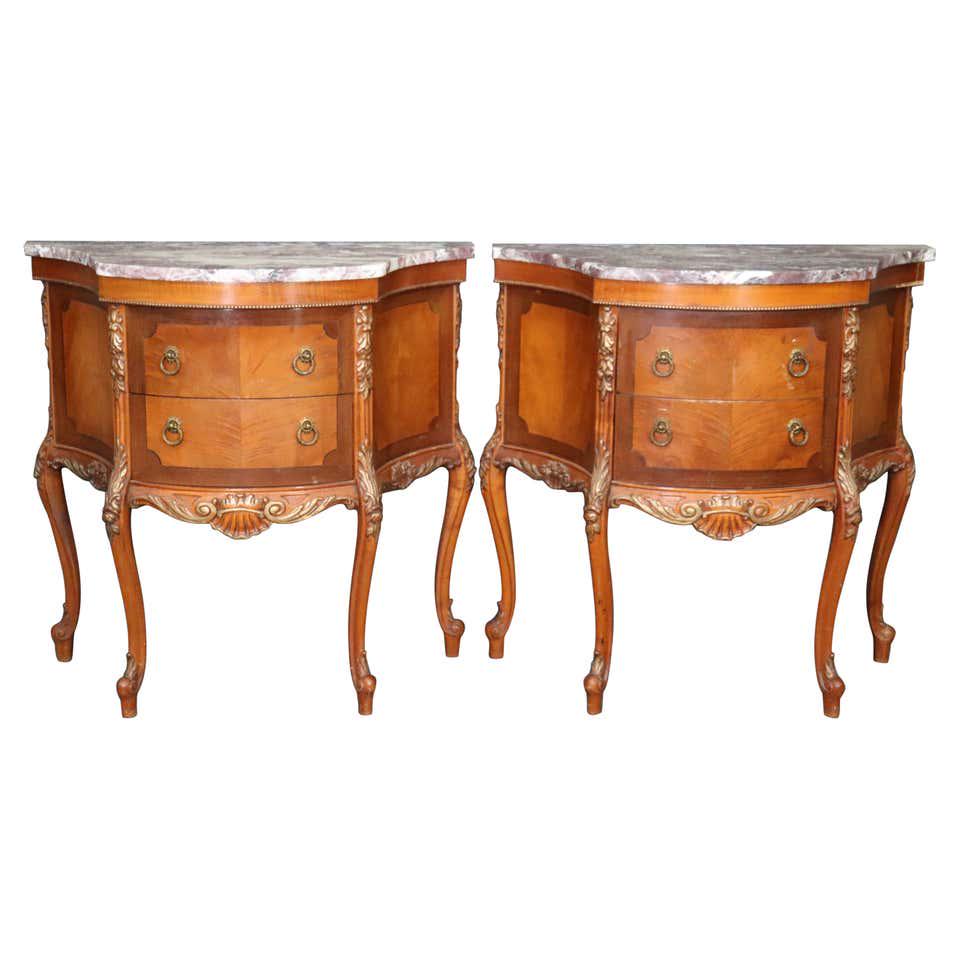 PAIR FRENCH LOUIS XVI WALNUT NIGHTSTANDS (1 of 13)