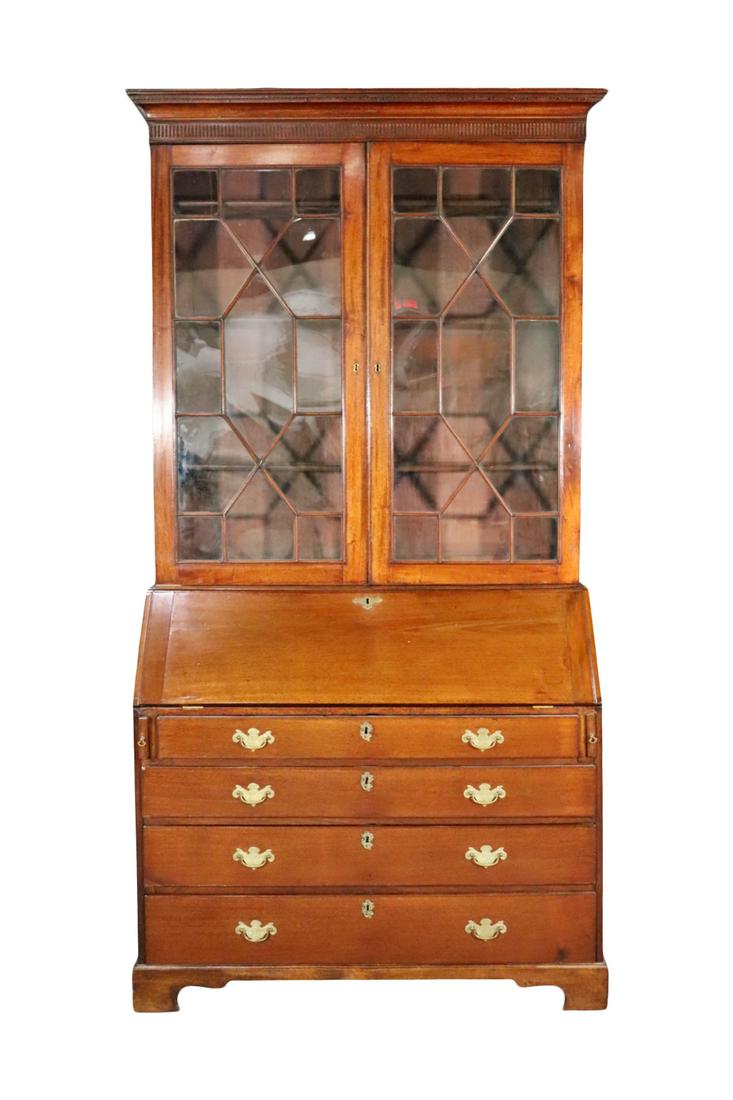 GEORGE III MAHOGANY BUREAU BOOKCASE (1 of 20)