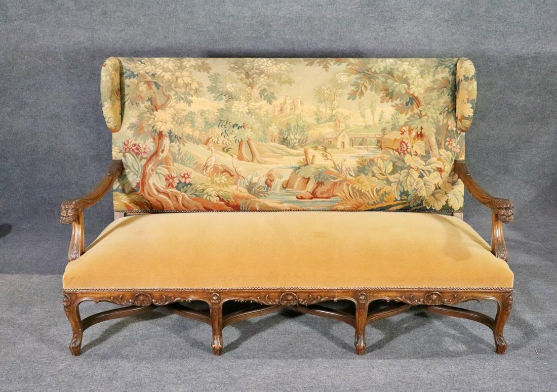 LOUIS XV STYLE WALNUT WING BACK SOFA (1 of 12)