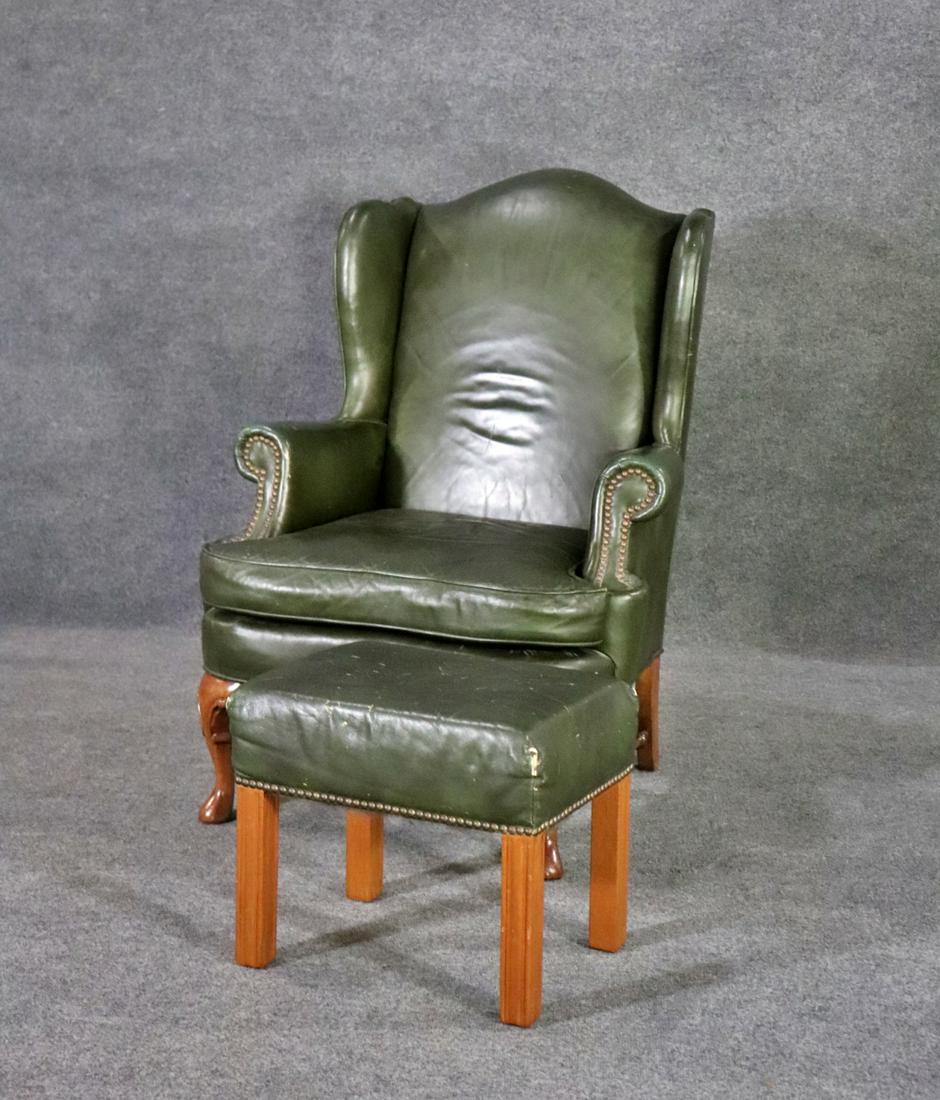 KINDEL LEATHER WING BACK CHAIR & OTTOMAN (1 of 11)