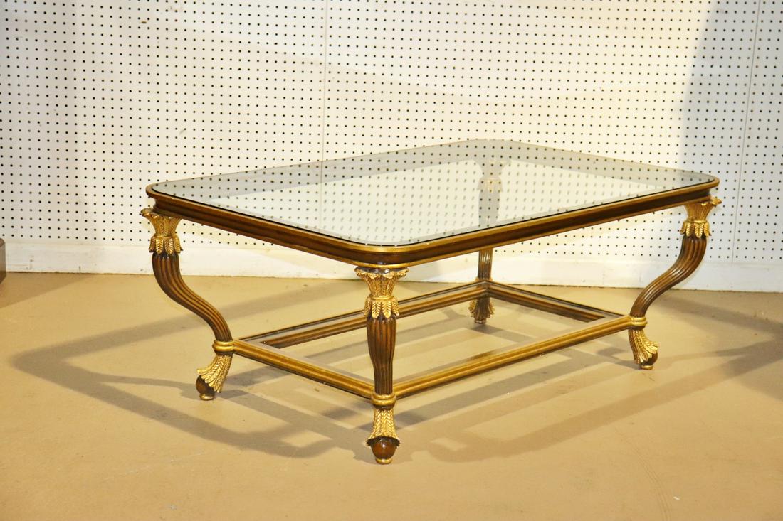 FRENCH GLASS TOP COFFEE TABLE ATTRIBUTED MAITLAND SMITH (1 of 4)