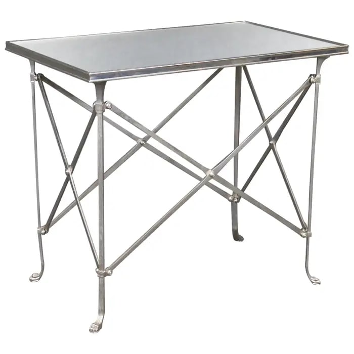 STEEL & MIRROR PAW FOOT DIRECTORIE X FORM END TABLE (1 of 11)