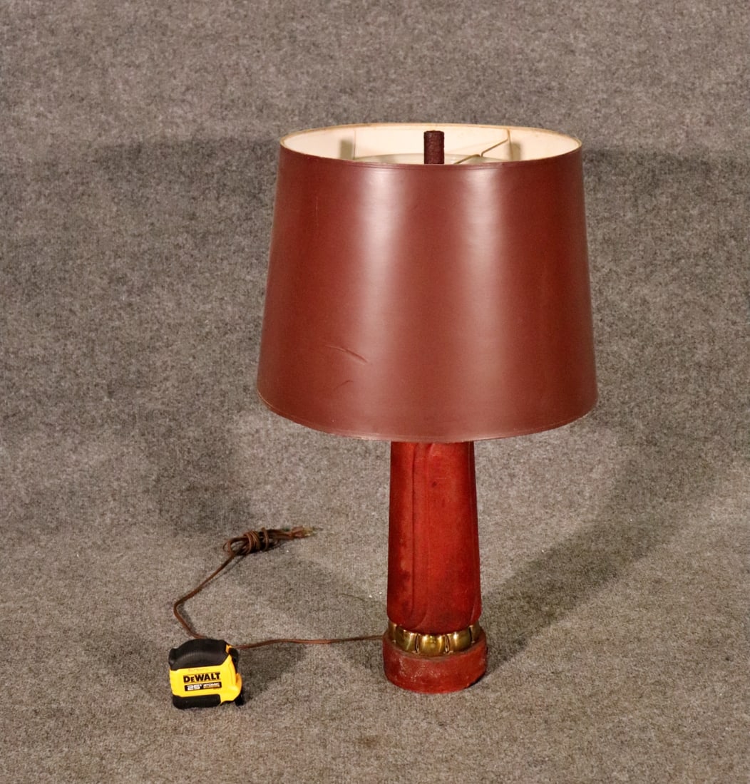 JACQUES ADNET ATTRIBUTED LEATHER WRAPPED LAMP (1 of 13)