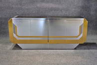 PAUL EVANS STYLE POST MODERN CHROME BRASS & MIRRORED CABINET