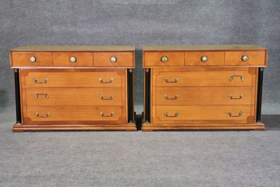 PAIR BETHLEHEM BIEDERMEIER STYLE COLUMN FRONT 6 DRAWER CHESTS (1 of 17)