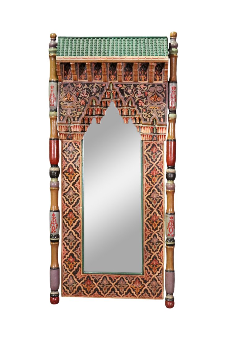 MOORISH STYLE PAINT DECORATED MIRROR (1 of 19)