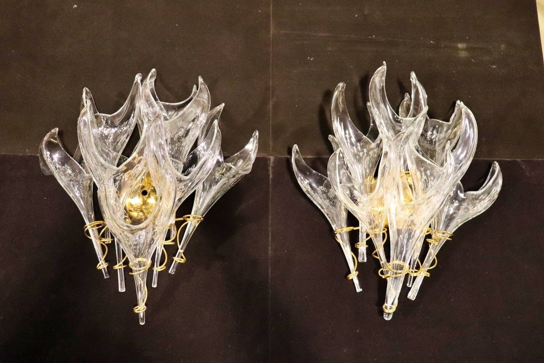 PAIR MURANO GLASS PULEGOSO WALL SCONCES (1 of 5)