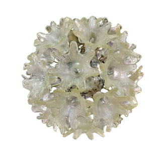 MID CENTURY MODERN MURANO GLASS SPUTNIK CHANDELIER: Murano glass flowers. 14" diameter.