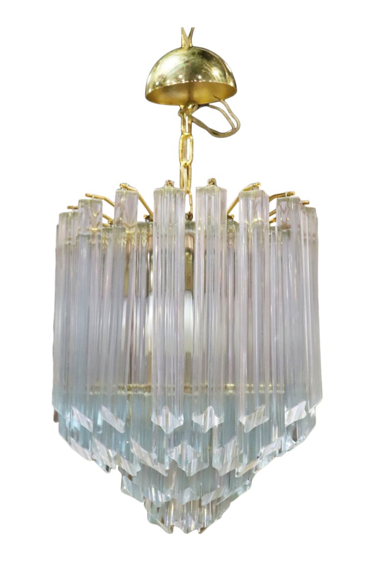 CAMER STYLE PRISM CHANDELIER: Glass prisms. 17" h x 14" diameter.