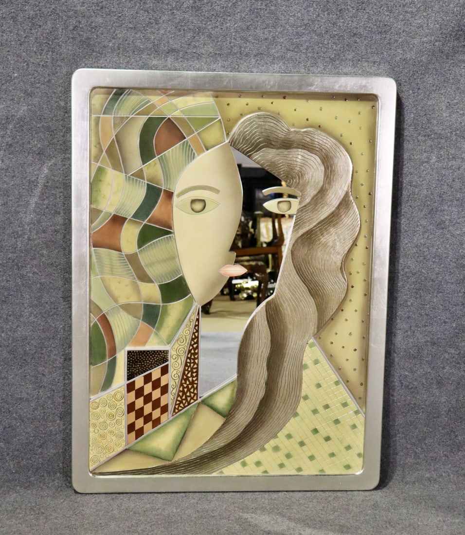 FRAMED ABSTRACT ART WITH MIRROR (1 of 5)