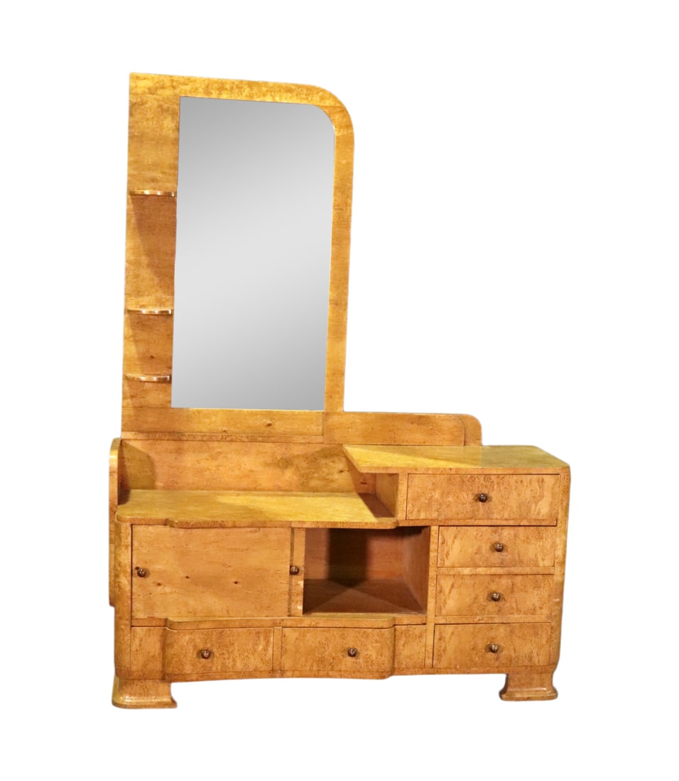 ART DECO BURL WALNUT 2 PIECE VANITY (1 of 14)