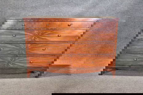ANNIBALE COLUMBO STYLE 5 DRAWER COMMODE: Inlaid. 5 drawers. 36 1/4" h x 54" w x 18" d.