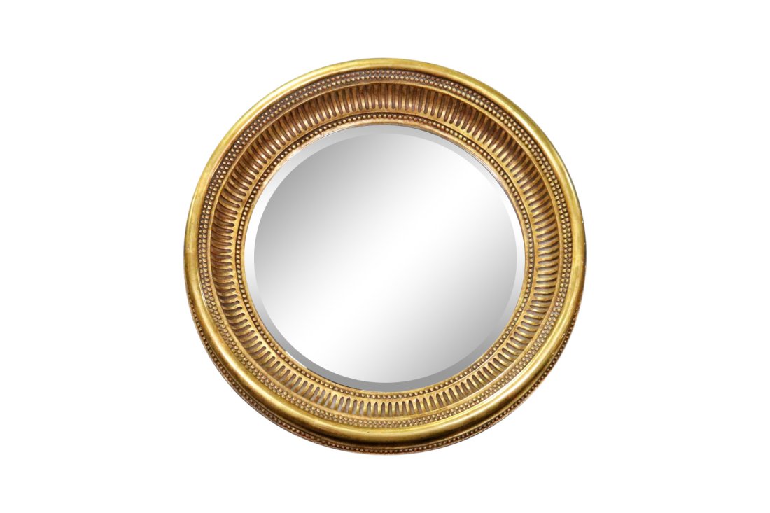 FRENCH GILT REGENCY STYLE ROUND MIRROR (1 of 11)