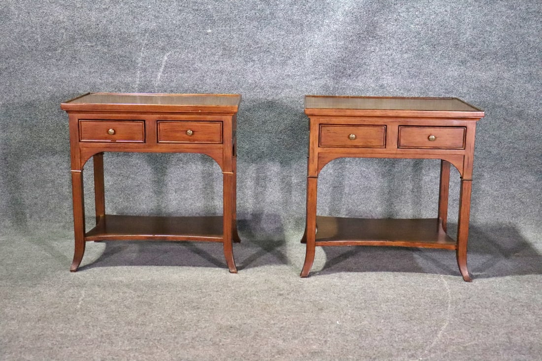 PAIR 2 TIER BOW FRONT END TABLES (1 of 15)
