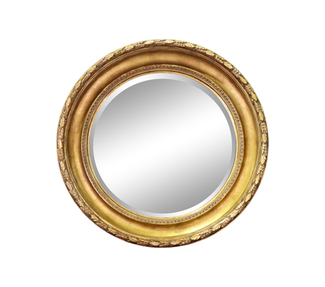 FRENCH GILT ROUND WALL HANGING MIRROR (1 of 9)