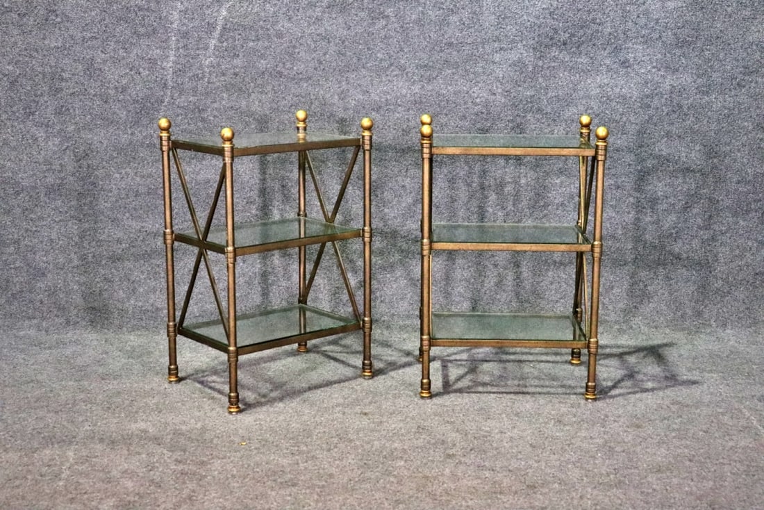 PAIR REGENCY STYLE 3 TIER X BASE TABLES (1 of 8)
