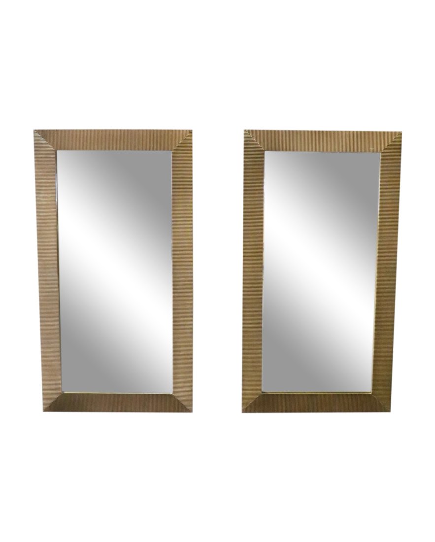 PAIR RESTORATION HARDWARE CAST RIBBED MIRRORS (1 of 11)
