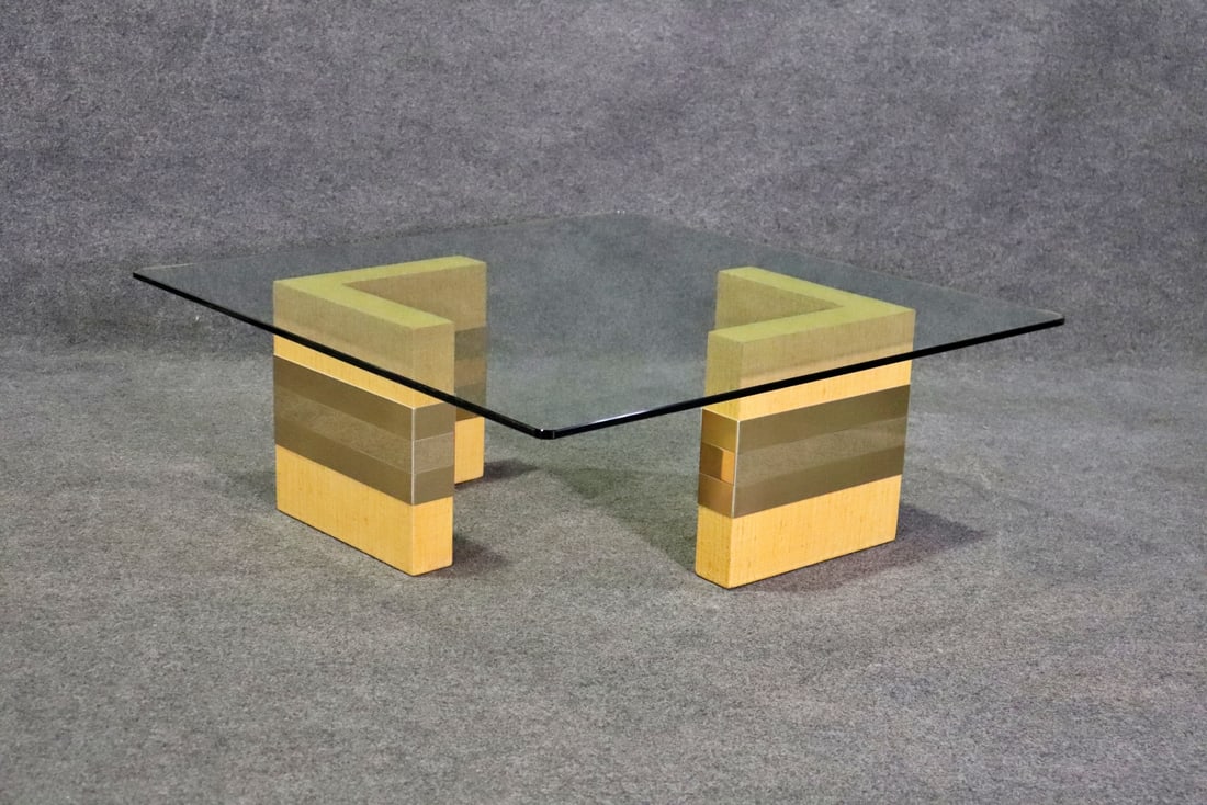 KARL SPRINGER CANVAS WRAPPED & GLASS TOP COFFEE TABLE (1 of 9)