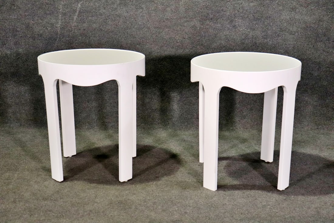 PAIR WHITE PAINTED END TABLES (1 of 5)