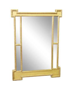 LABARGE STYLE EGLOMISE & GILT WOOD MIRROR: Eglomised mirror. Gilt wood frame. 42" h x 30 1/4" w x 1 1/2" d.