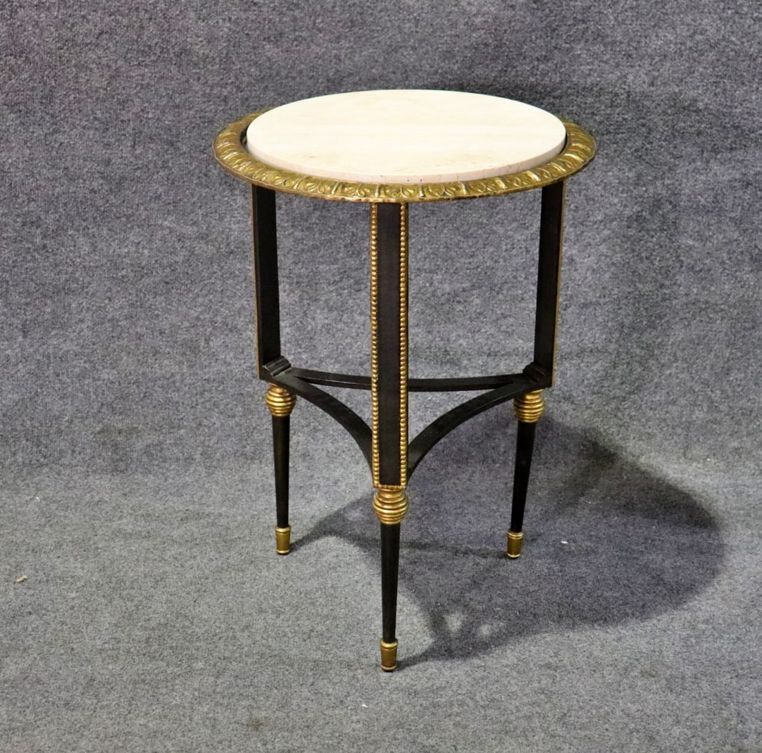 REGENCY STYLE MARBLE TOP END TABLE (1 of 11)