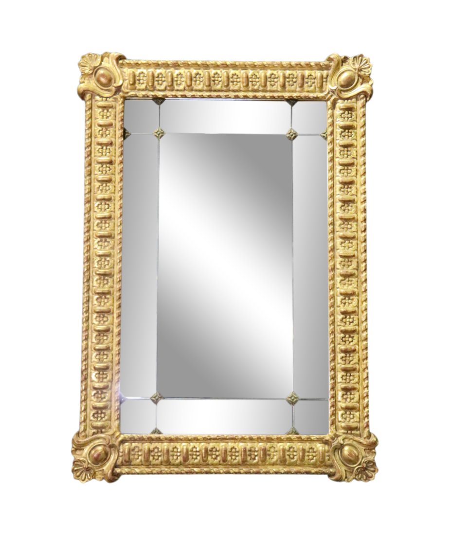 FRENCH CARVED GILT HANGING WALL MIRROR (1 of 8)