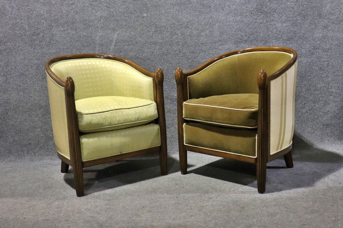 COMPANION PAIR ART DECO STYLE BARREL BACK CHAIRS (1 of 19)