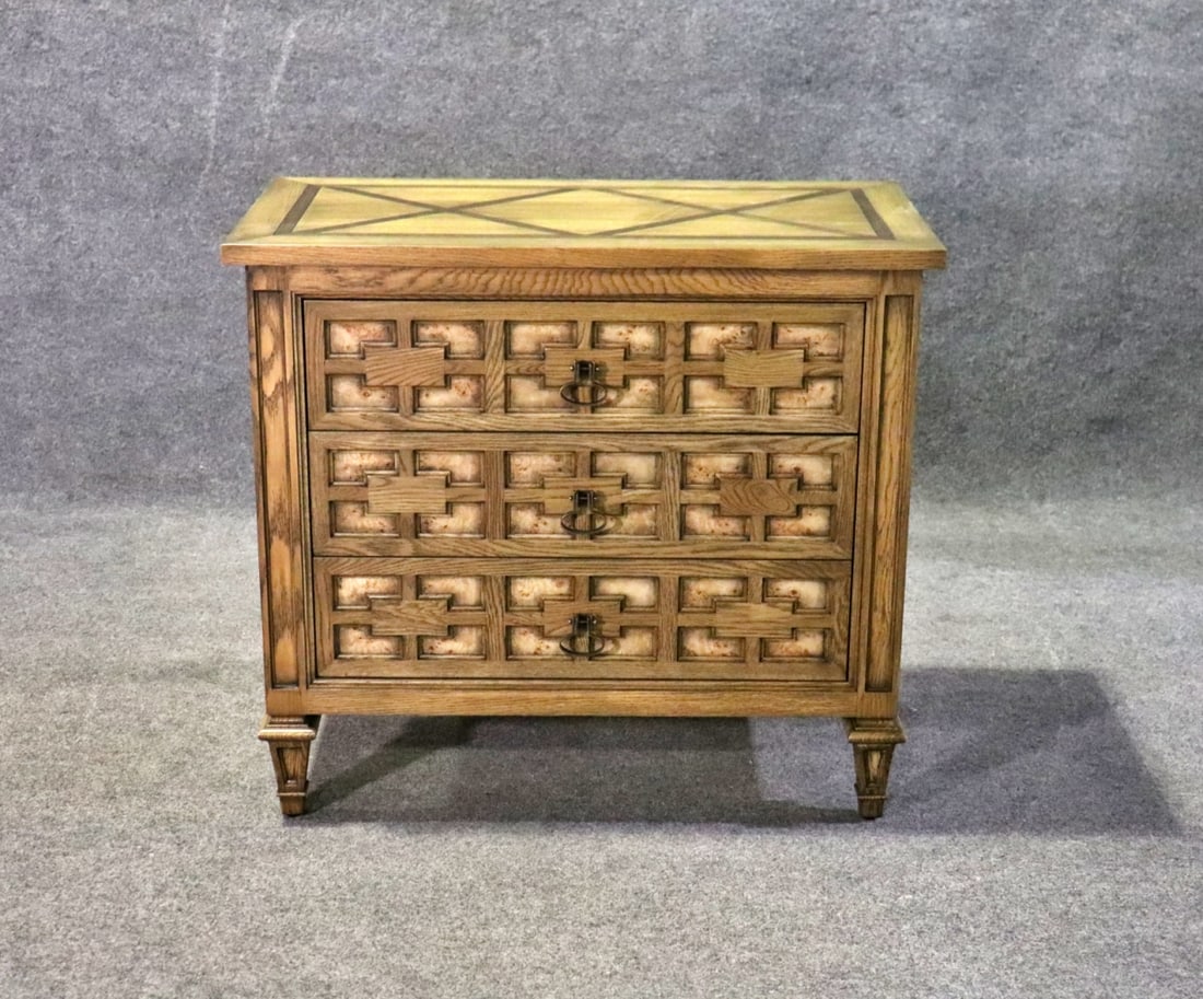 CENTURY BURL WALNUT & OAK 3 DRAWER DRESSER (1 of 10)