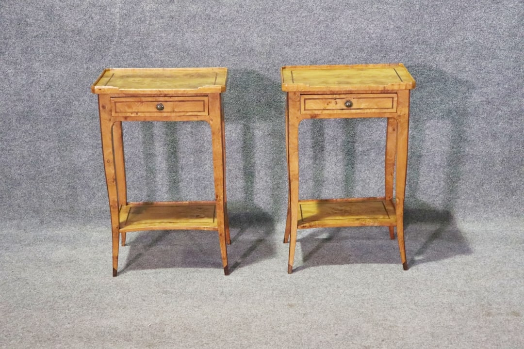 PAIR BURL WALNUT ITALIAN END TABLES (1 of 11)