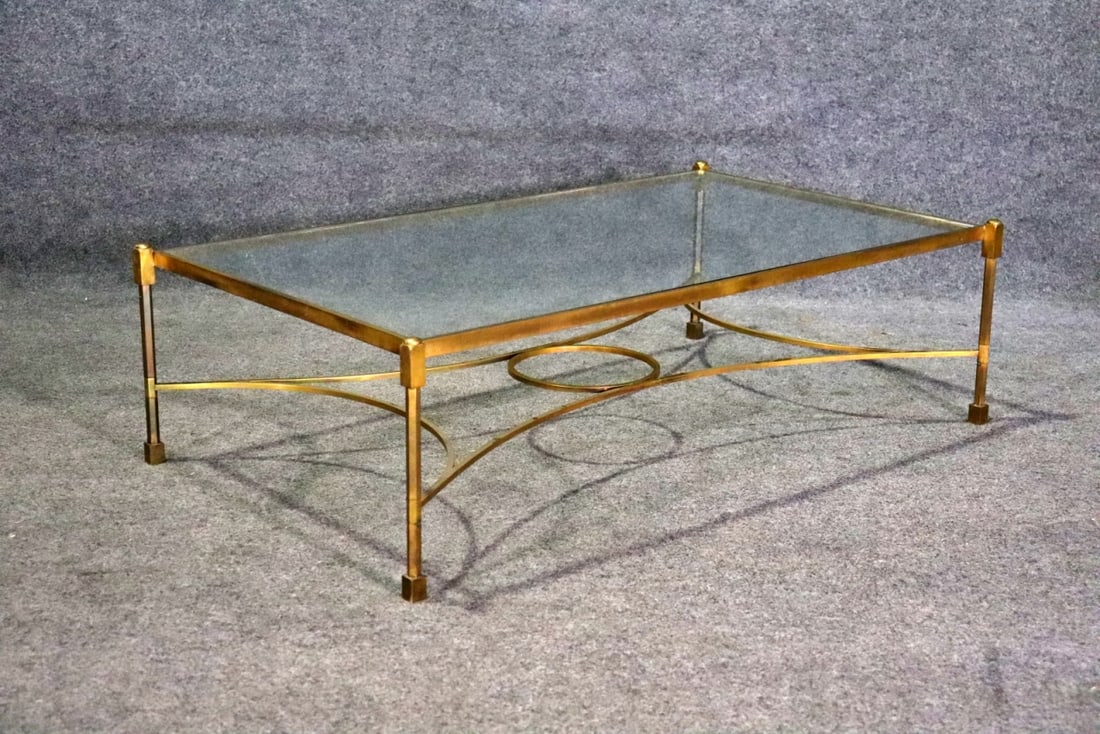 MID CENTURY MODERN BRASS GLASS TOP COCKTAIL TABLE (1 of 9)