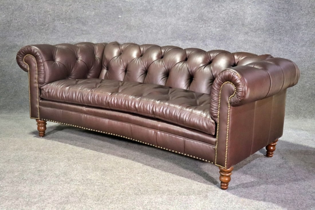 CENTURY FURNITURE LEATHER CHESTERFIELD SOFA (1 of 10)