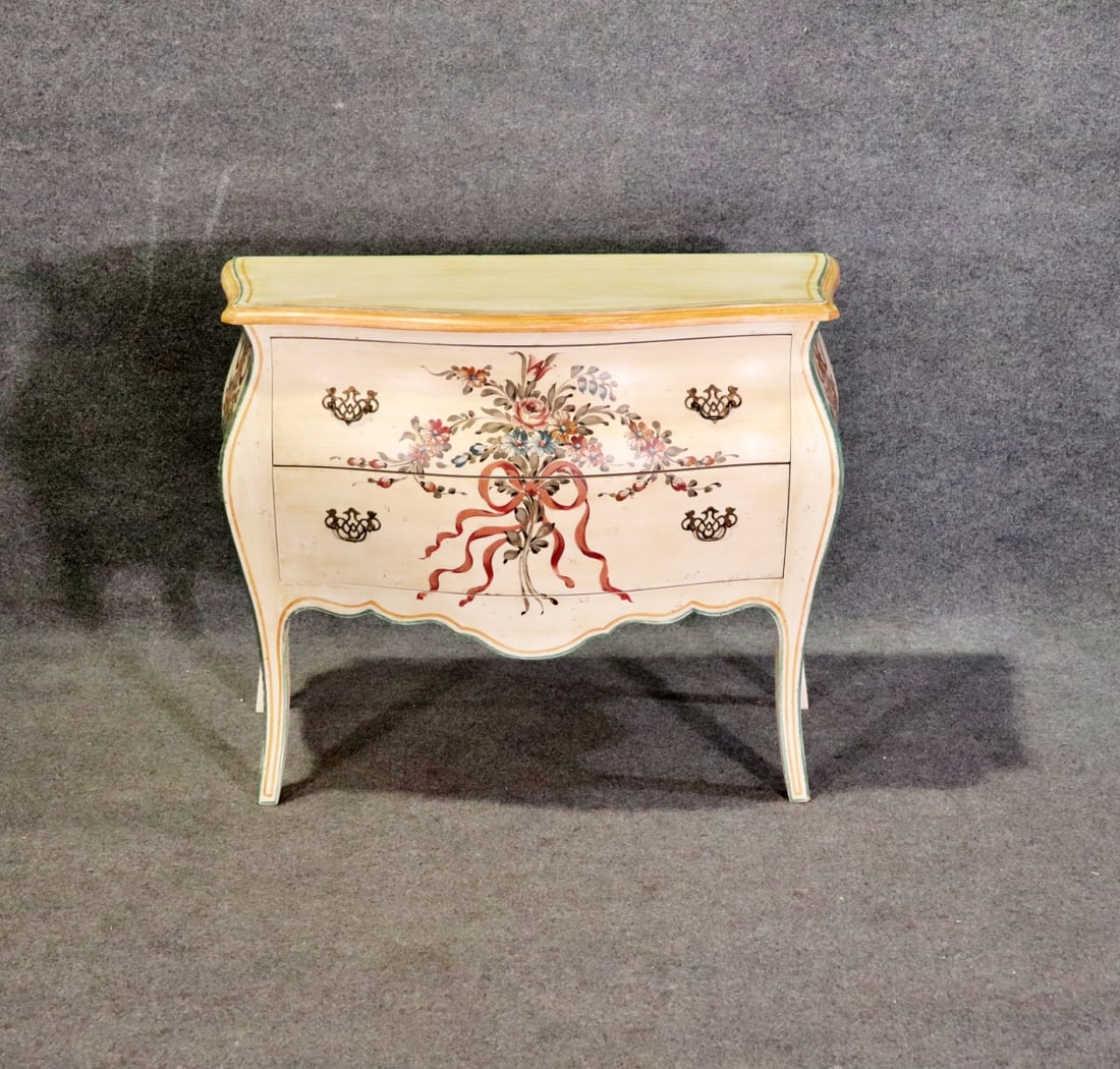 PAINT DECORATED 2 DRAWER BOMBAY COMMODE (1 of 8)