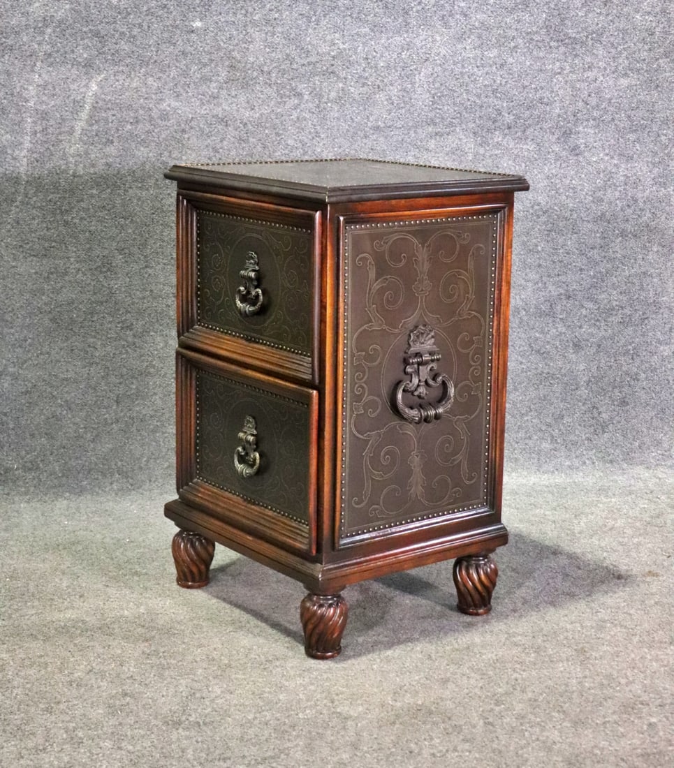 THEODORE ALEXANDER STYLE METAL & WOOD 2 DRAWER STAND (1 of 6)