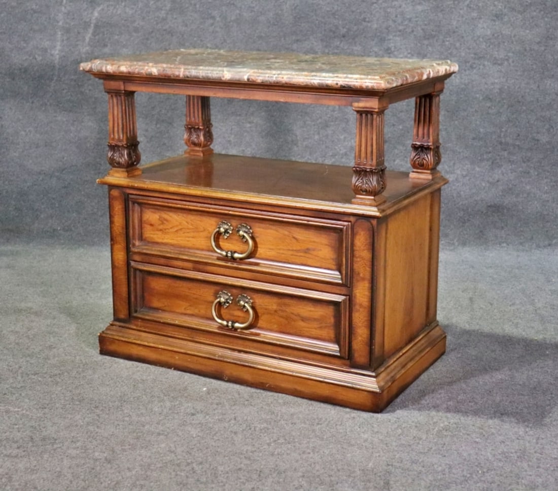 HENREDON 2 DRAWER MARBLE TOP  STAND (1 of 14)