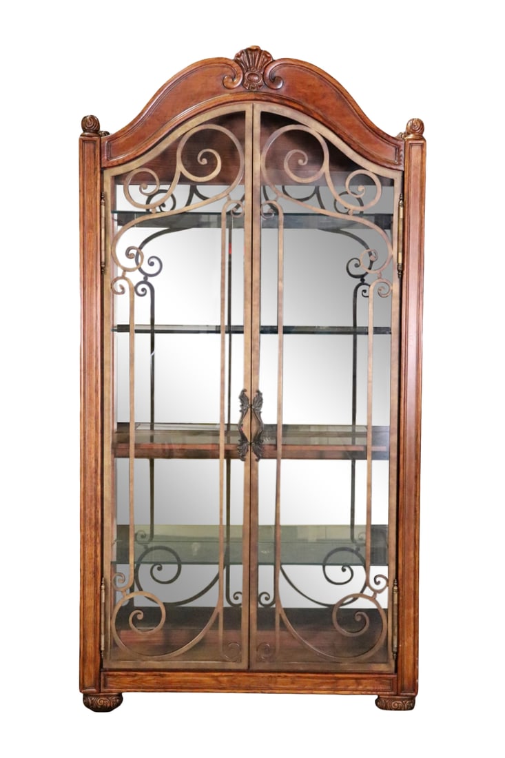 HENREDON SCROLL IRON DOOR CURIO DISPLAY CABINET (1 of 10)
