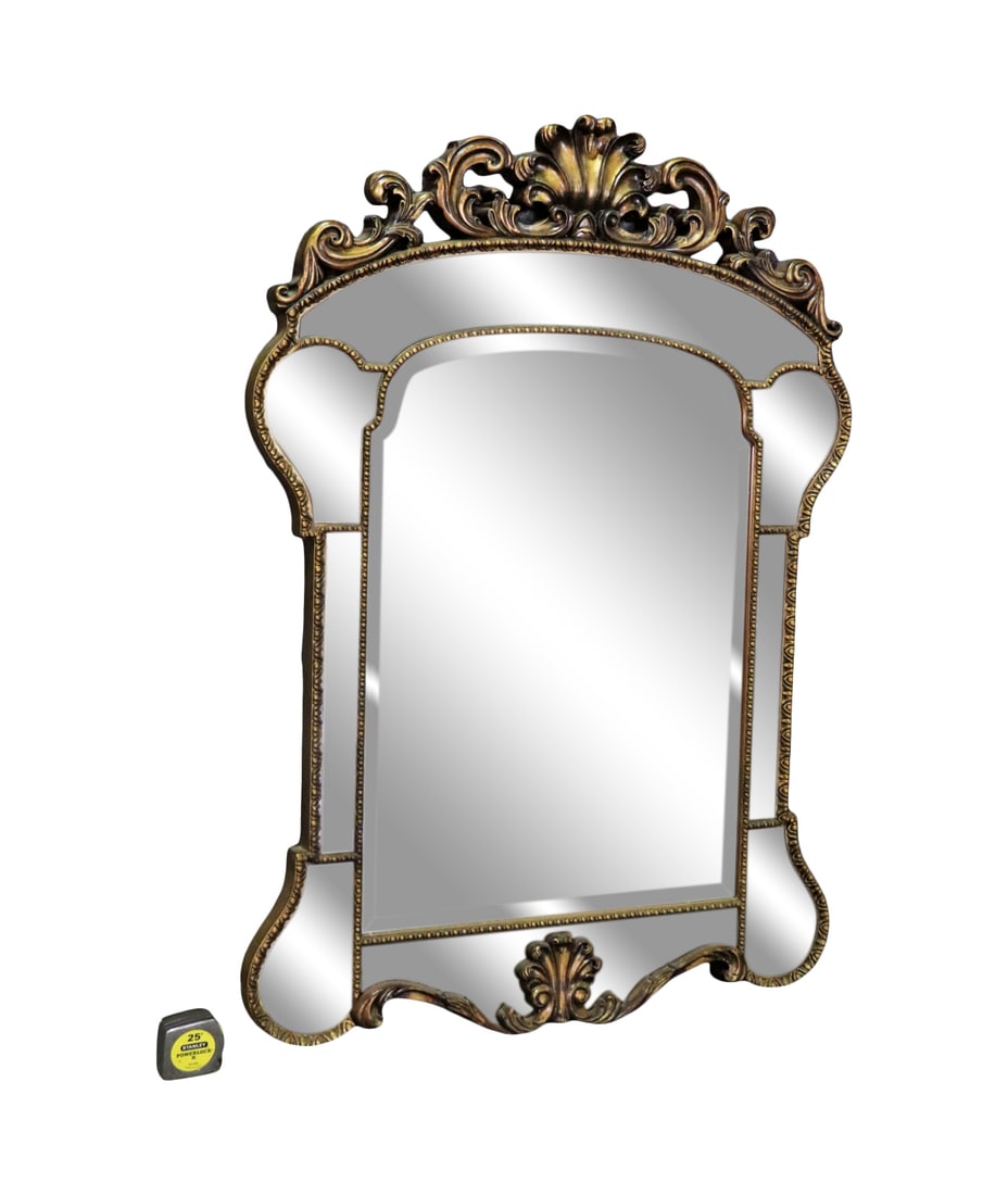 ANTIQUE GILT HANGING WALL MIRROR (1 of 11)