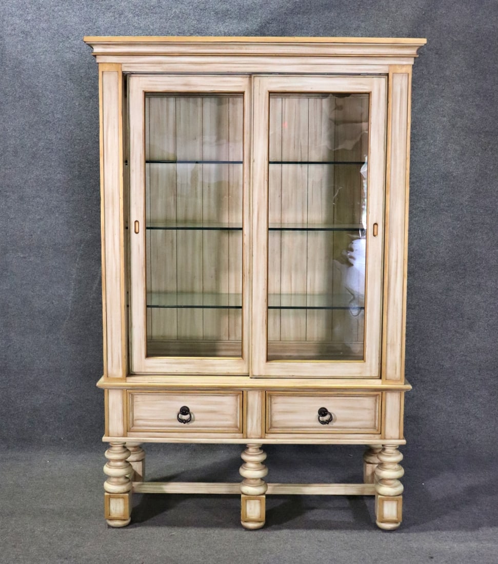 PAINT DECORATED SLIDING DOOR CHINA CABINET (1 of 12)