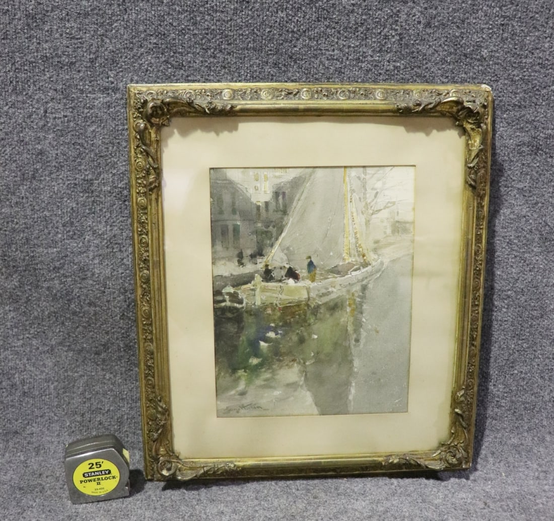 GEORGE HORTON WATERCOLOR PEOPLE ON BOAT (1 of 9)