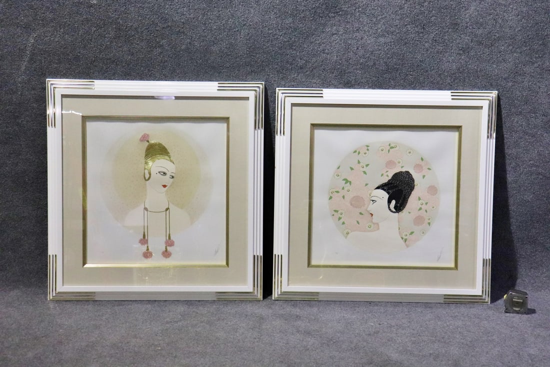 ERTE FOIL ART "ROSES & CARNATIONS" 2 PIECE SET (1 of 9)