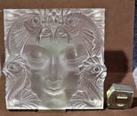 LALIQUE CRYSTAL "MASQUE DE FEMME" PLAQUE ON STAND